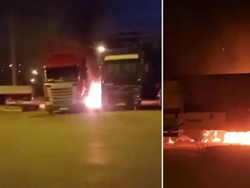 Park Halindeki Tırlara Korkunç Saldırı: Yangın Cani İki Kişi Kaçtı