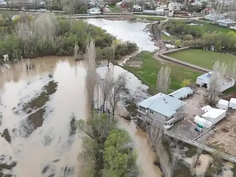 Ağrı'da Ani Yağışlar Sonrası Dere Taşarak Evlere Zarar Verdi